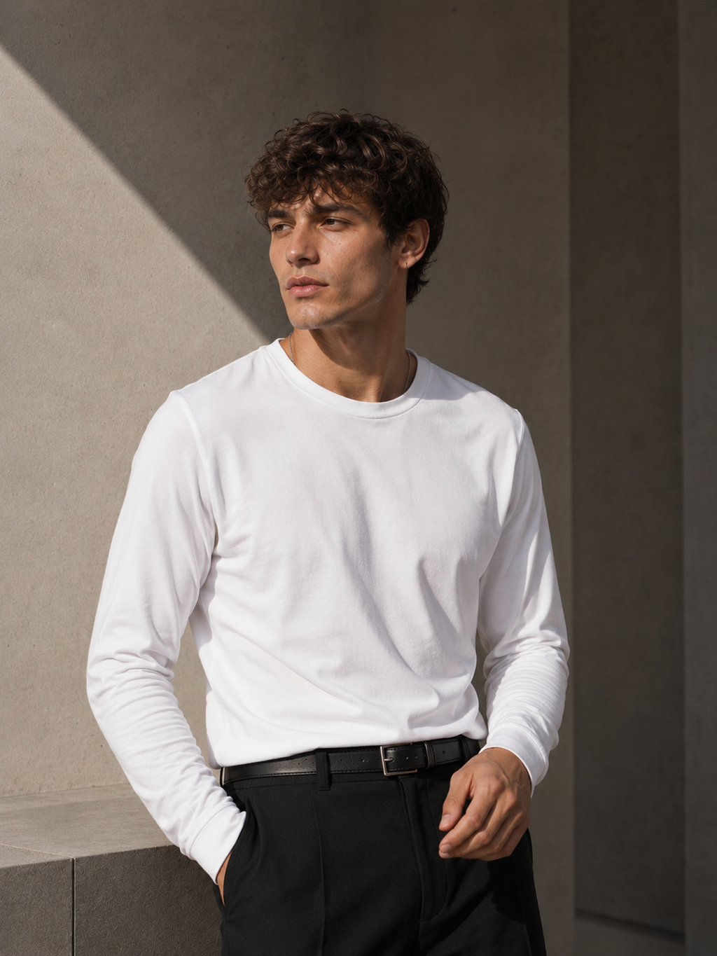 Polera Básica de Hombre Manga Larga - 100% Algodón Orgánico